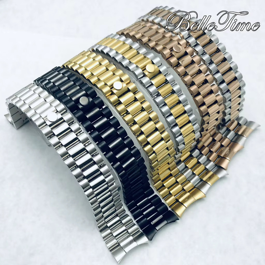 LENNIK Uhrenarmband Edelstahl, Silber, 20 mm, Oyster-Jubiläums-Präsidentenarmband - Bild 2