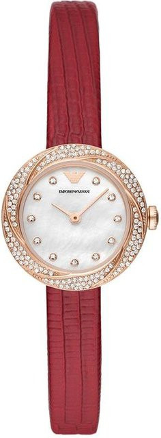 Emporio Armani Armbanduhr, Quarz, Lederarmband, Weiß, Damen - Bild 1