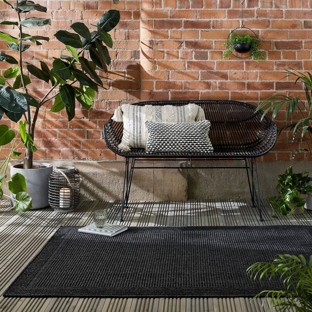 Outdoor-Teppich Kadima Design uni Schwarz B/T: 80 x 150 cm, strapazierfähig und UV-beständig - Bild 1