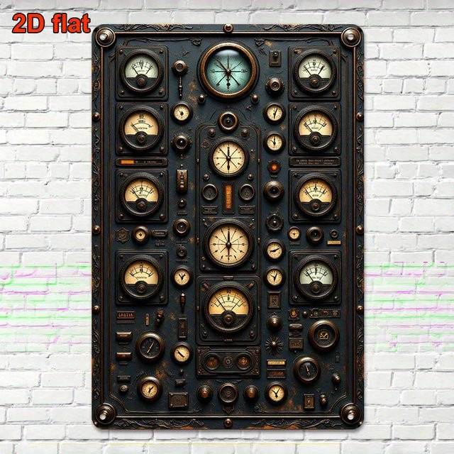 CIFBUY Retro Steampunk Metallblechschild Wanddekoration Mehrfarbig B: 20,3 cm, H: 30,5 cm - Bild 1