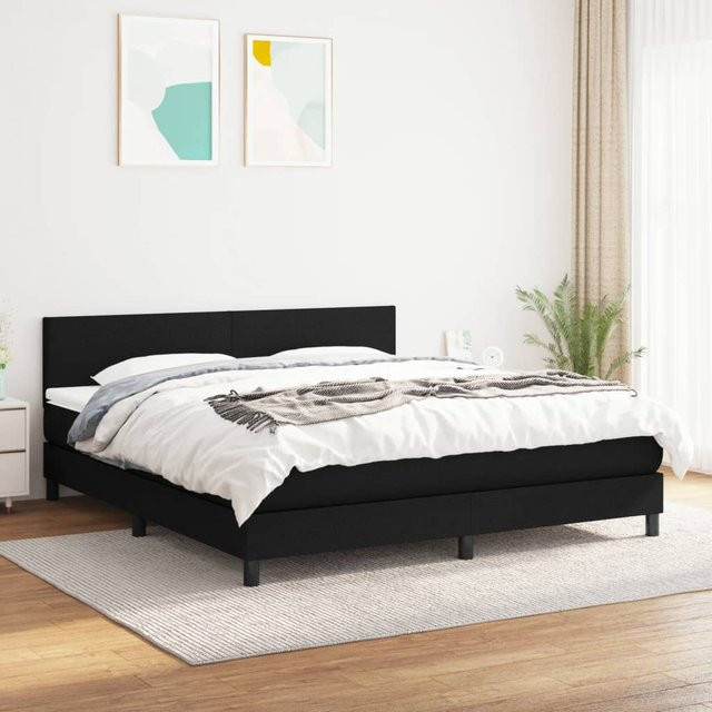 vidaXL Boxspringbett mit Matratze Schwarz Stoff B/T/H: 160 x 200 cm - Bild 3