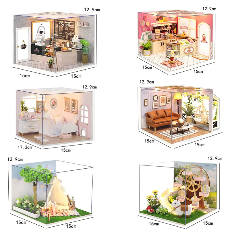 Mini Miniatur Puppenhaus 3D Puzzle, Holz, Bunt / Mehrfarbig - Bild 2