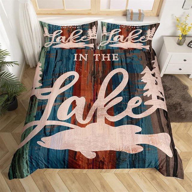 Fishing King Bettwäsche-Set aus Mikrofaser mit rustikalem Fischer- und Angel-Design, 2-teilig, Mehrfarbig, B/H: 173 x 218 cm - Bild 1