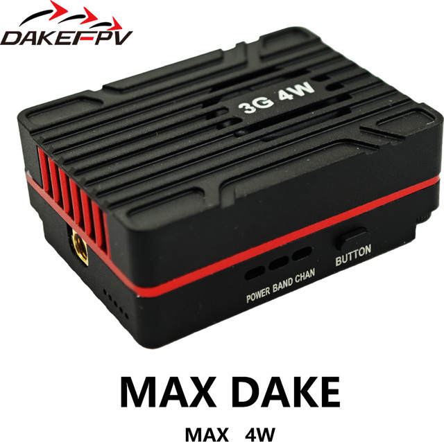 DAKE MAX VTX 3.3G 4W Hochleistungs-VTX 16CH Video-Sender mit CNC-Gehäuse für RC FPV Langstrecken-Starrflügler-Drohnen in Schwarz - Bild 1