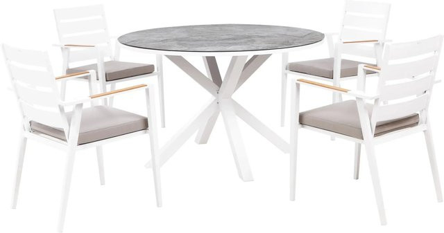 Beliani Gartentisch Set MALETTO/TAVIANO in Dunkelgrau für Garten, Balkon und Terrasse mit Glasplatte, B/T/H: 120 x 120 x 75 cm - Bild 1