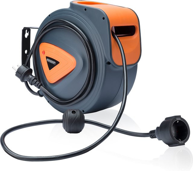 Monzana Automatik Kabeltrommel in Grau mit 20m Kabel und 1,5m Anschlusskabel, Wandmontage - Bild 1