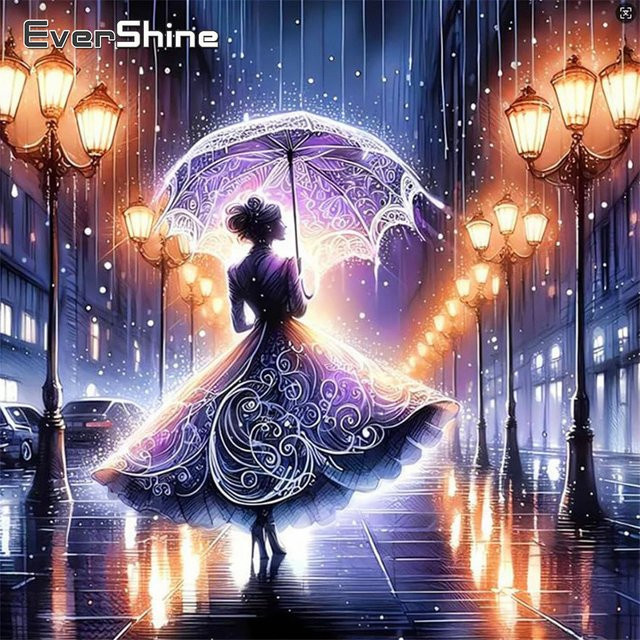 Evershine Kreuzstich-Set Porträt Mädchen mit bedruckter Leinwand, Multicolour, B/H: 30 x 30 cm - Bild 1