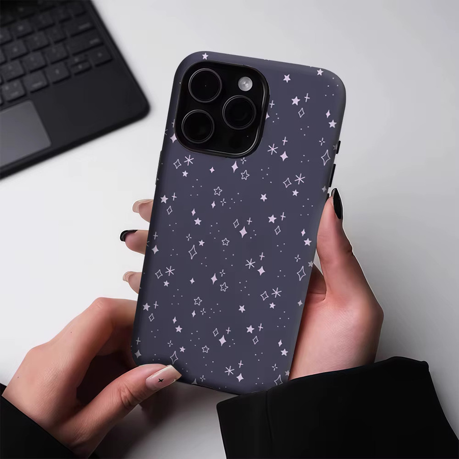 Potdemiel Dark Starlight Scatter Magnetische Handyhülle für iPhone 17 16 15 14 Pro Max Plus in Schwarz und Lila - Bild 3