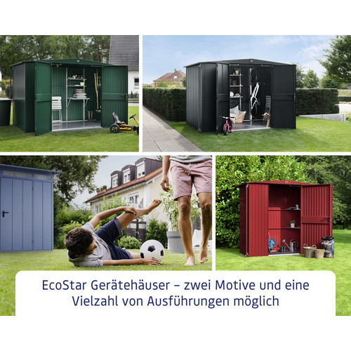 Ecostar Gerätehaus Elegant-S aus Metall in Rot mit Doppeldoor und Giebeldach, B/H/T: 302,8 x 219,4 x 238 cm - Bild 2