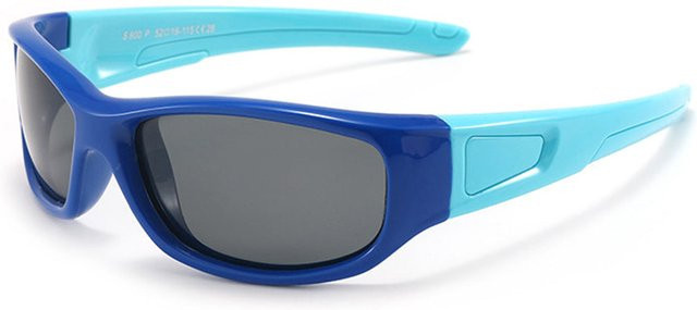 Techsuit 800-C28 Sportsonnenbrille für Kinder, Vollrand, rechteckig, Kunststoff, hellblau, polarisiert - Bild 1