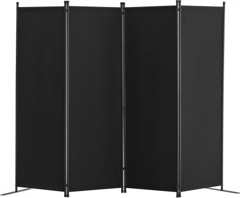 VEVOR Raumteiler Paravent aus Stoff, 4-teiliger faltbarer Sichtschutz in Schwarz, B/T/H: 228 x 45 x 172,5 cm - Bild 1