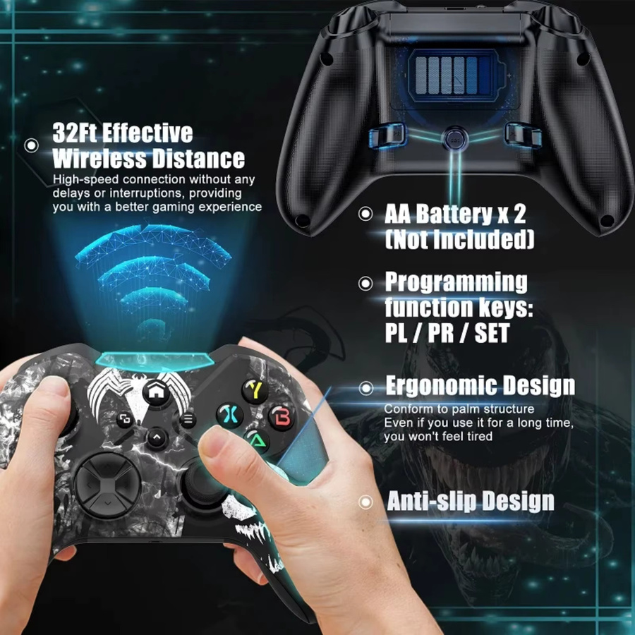 Bonacell Controller für Xbox One S/X, Series S/X und PC in Schwarz mit 6-Achsen-Gyrosensor, Doppelvibration und Turbo-Funktion - Bild 4