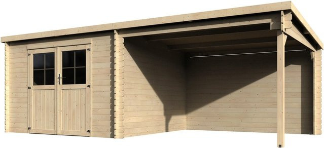 Decor et Jardin Gartenhaus Eden Pultdach aus Holz in Blockbohlenbauweise unbehandelt B: 632 cm, T: 303 cm, H: 213 cm - Bild 1