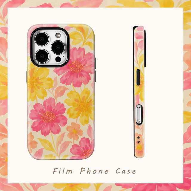 Potdemiel Handyhülle Golden Bloom Bliss in Gold und Multicolour für iPhone 11 bis iPhone 16 Pro Max mit doppelschichtiger Rückseite - Bild 1
