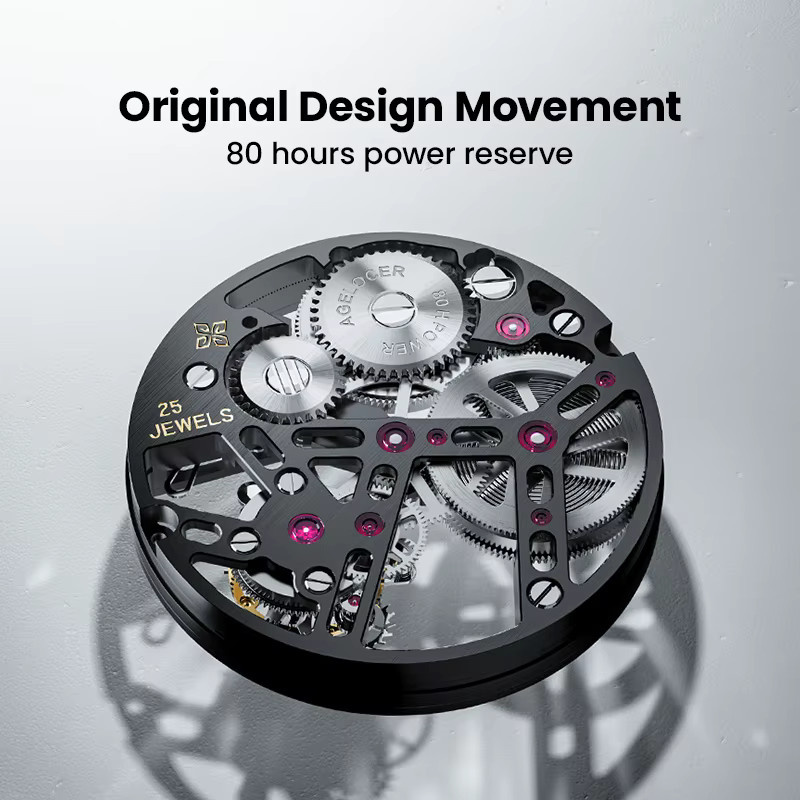 AGELOCER Tourbillon-Uhr, Handaufzug, Kristall, Edelstahl, Silber, Unisex - Bild 3