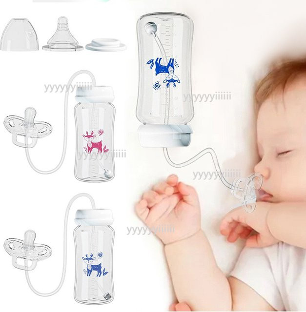 3-in-1 Babyflasche mit weitem Hals und Anti-Tropf-Schwerkraftstrohhalm, 300 ml, Pink/Transparent - Bild 1