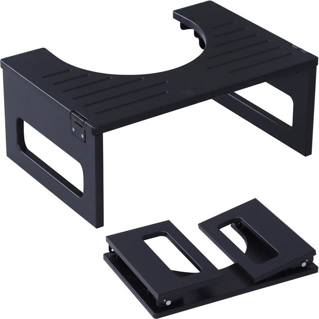 Relaxdays Toilettenhocker aus Bambus und Eisen in Schwarz, klappbar, B/T/H: 43 x 18 x 27,5 cm - Bild 1