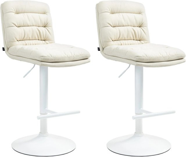 DELUKE Barhocker Turin 2er Set, Barstühle mit Lehne in Creme Weiß, drehbar, modernes Design aus Stoff und Metall, B/T/H: 42 x 56 x 94 cm - Bild 1