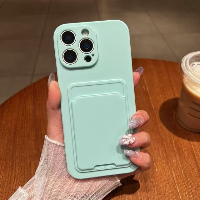 Silikon Schutzhülle für Honor 400 und Huawei Honor400 Smart X7d 4G sowie Honor X7d 5G mit Kartensteckplatz Geldbörse Halter in Mattsilber und Mattgrün - Bild 1