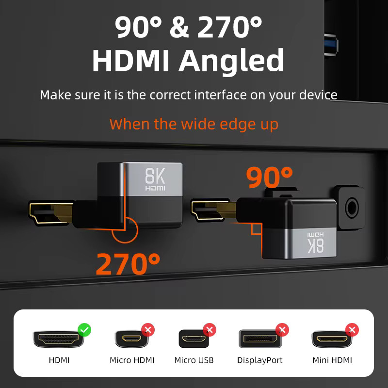 CABLETIME HDMI Adapter Stecker auf Buchse Konverter in Schwarz mit UHD 2.1 Unterstützung für 8K, 4K 120Hz und 48Gbps für HDTV, Laptop und PS5 - Bild 4