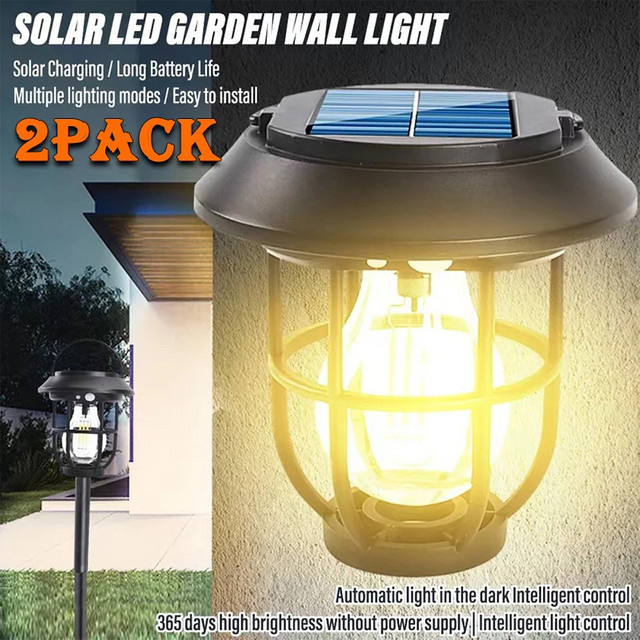 Super-Cheese Solar LED Gartenleuchten mit Bewegungssensor, 3-in-1 Dekorative Outdoor Wand- und Bodenlampen in Schwarz mit Warmweißem Licht - Bild 1