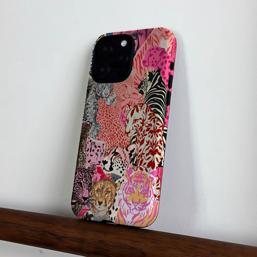 CaseLumi Matte Bumper Schutzhülle für iPhone 17 16 15 14 13 Pro Max mit MagSafe Kompatibilität Rosa Katzen-Collage - Bild 3