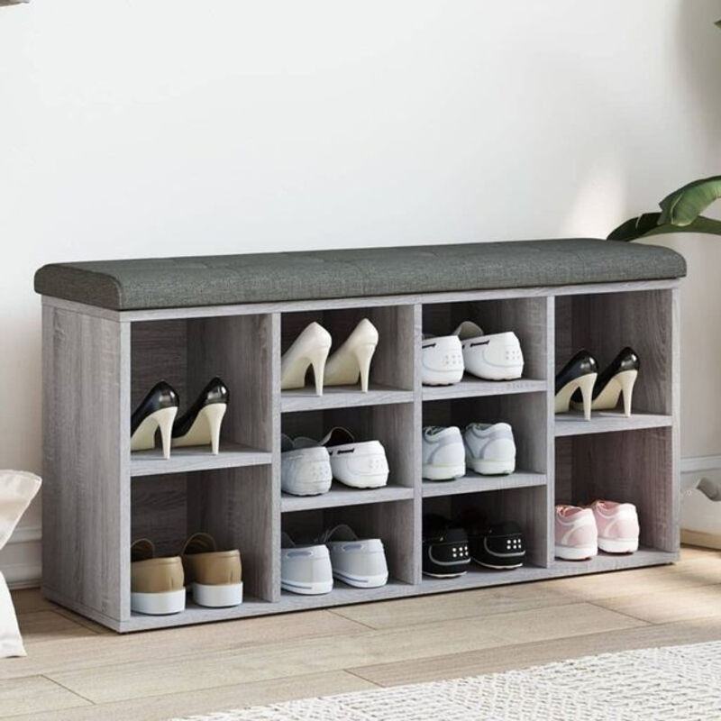 Vidaxl Schuhbank Modern in Grau aus Holzwerkstoff und Stoff, B/T/H: 102 x 32 x 50 cm - Bild 1