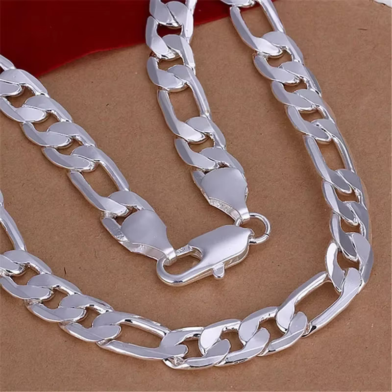 URBABY Halskette, 925 Silber, kubanische Kette, 12 mm, Herren, 45,7–76,2 cm - Bild 2