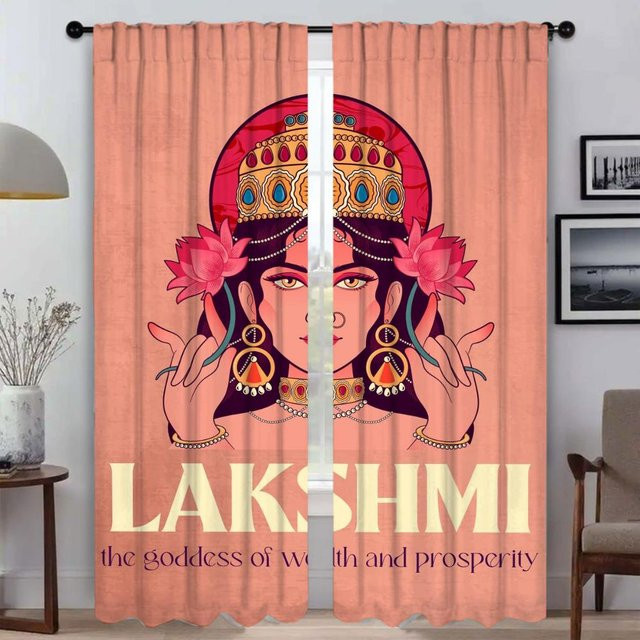 Zweiteiliges Fenstervorhang-Set von Household supplies MH in Pink, halbtransparent mit grafischem Design für dein Zuhause, Breite: 50 cm, Höhe: 70 cm - Bild 1