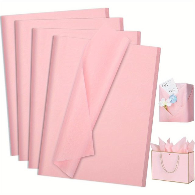 50 Blatt Rosa Geschenkpapier mit Schneeflocken-Motiv für Geburtstage und Valentinstag, B: 50 cm, H: 35 cm - Bild 1