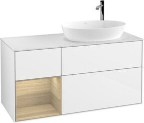 V&B Waschtischunterschrank Finion mit Wandbeleuchtung, Farbe Weiß, B/T/H: 120 x 50,1 x 50,1 cm - Bild 1