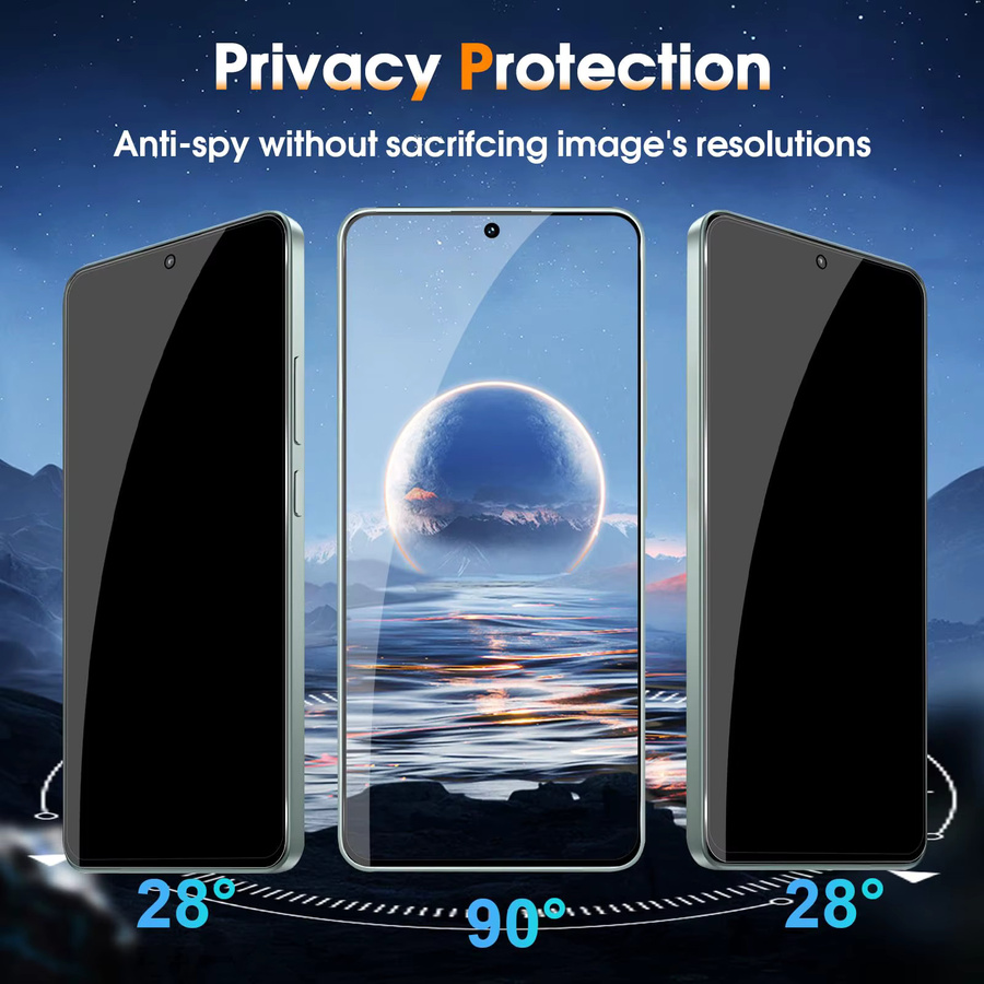 Xiaomi Anti-Spionage Displayschutz aus gehärtetem Glas für Redmi Note 13 Pro 4G und 5G, transparent, 9H Kratzfestigkeit - Bild 4