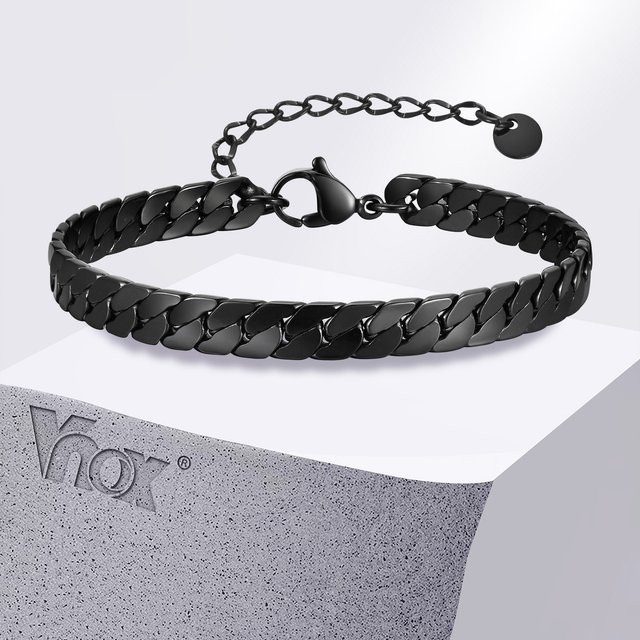 Vnox Armband, Edelstahl, Schwarz, Herren - Bild 1