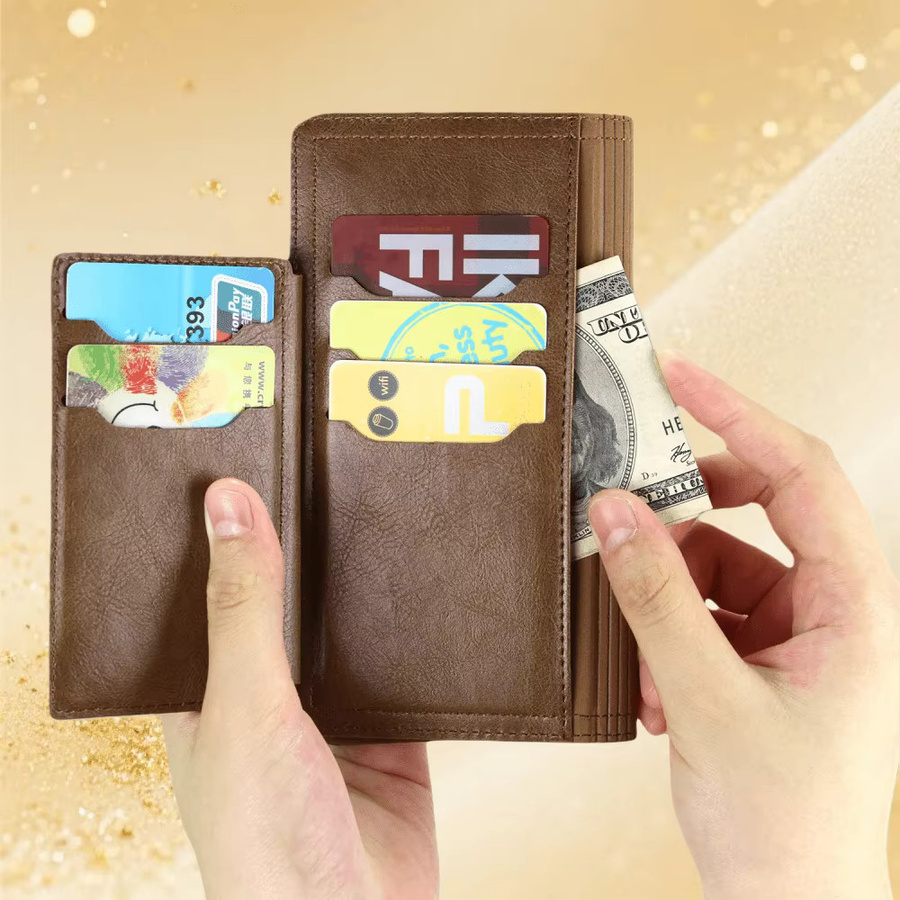 Kunstleder Flip Wallet Hülle mit Reißverschluss für vivo in Braun - Bild 2