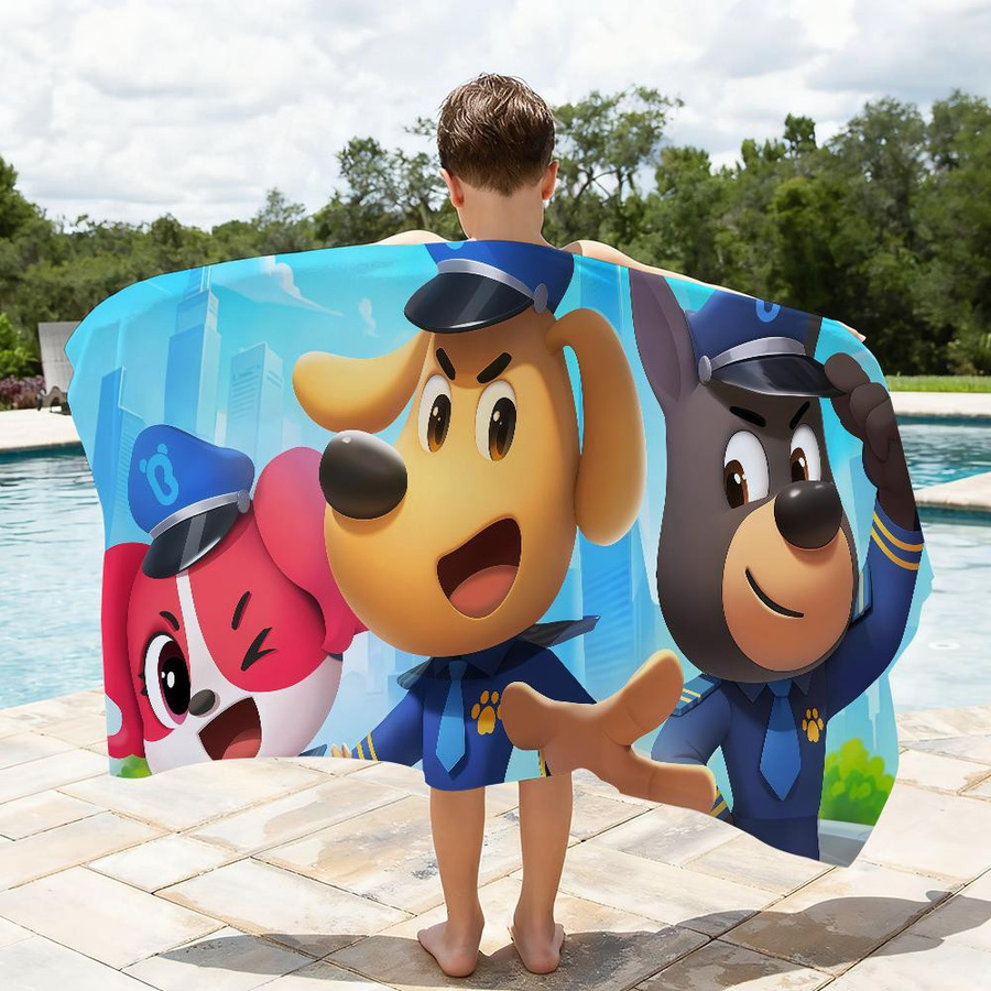Schnelltrocknendes Cartoon Strandhandtuch für Kinder mit Labrador-Motiv, Mehrfarbig, Breite: 40 cm, Höhe: 60 cm - Bild 3