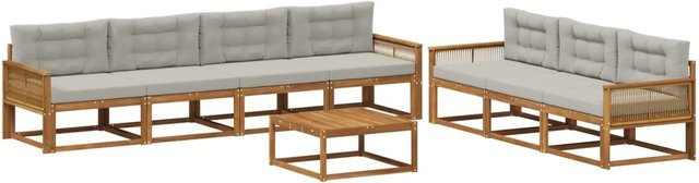 vidaXL Outdoor-Sofagarnitur aus Akazienholz mit 8-teiligem Set und Kissen in Grau und Natur - Bild 1
