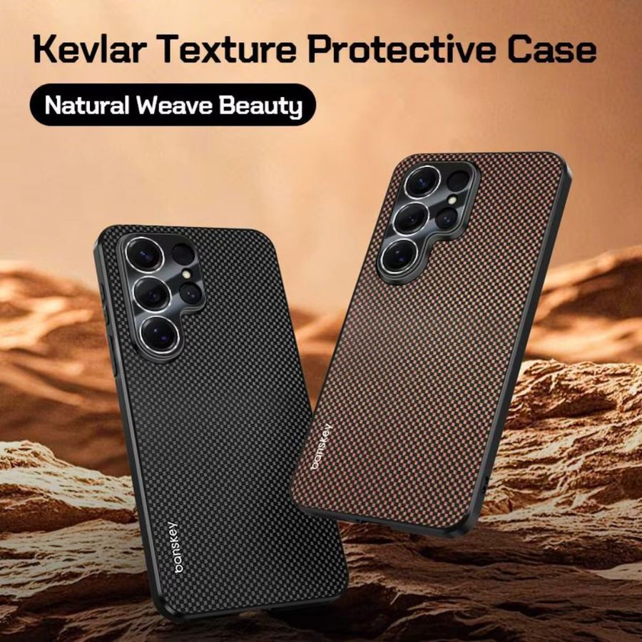 Klassische Kevlar-Carbonfaser-Schutzhülle für Samsung Galaxy S26 S25 S24 S23 Plus Ultra in Schwarz und Rot mit matter Textur - Bild 2