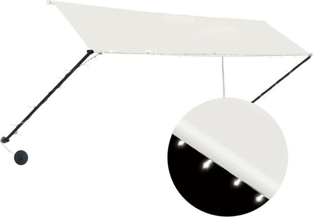 vidaXL Einziehbare Markise mit LED in Creme, B: 350 cm, B: 150 cm - Bild 1