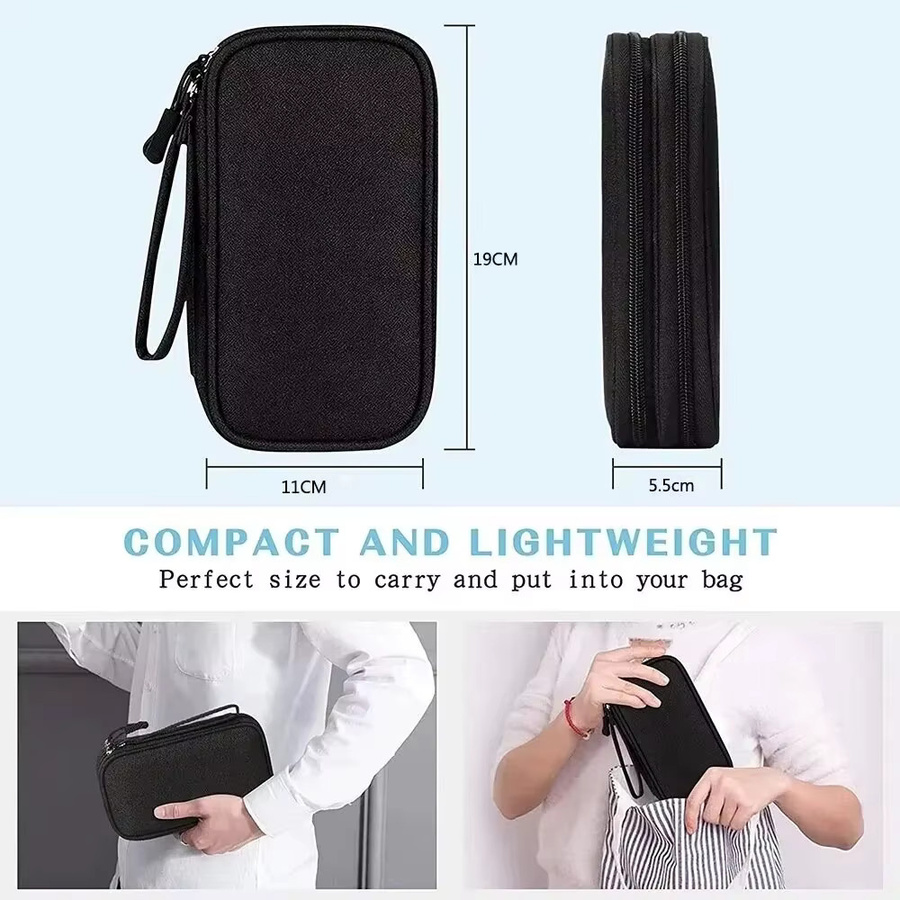 Untior Elektronischer Reisekabel-Organizer, doppellagig und wasserdicht, Schwarz, B: 19,0 cm, H: 11,0 cm - Bild 2