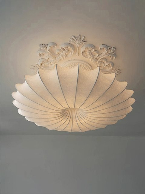 VIGOUS Wabi Sabi LED Pendelleuchte aus Seide in Weiß für Wohnzimmer und Schlafzimmer - Bild 1