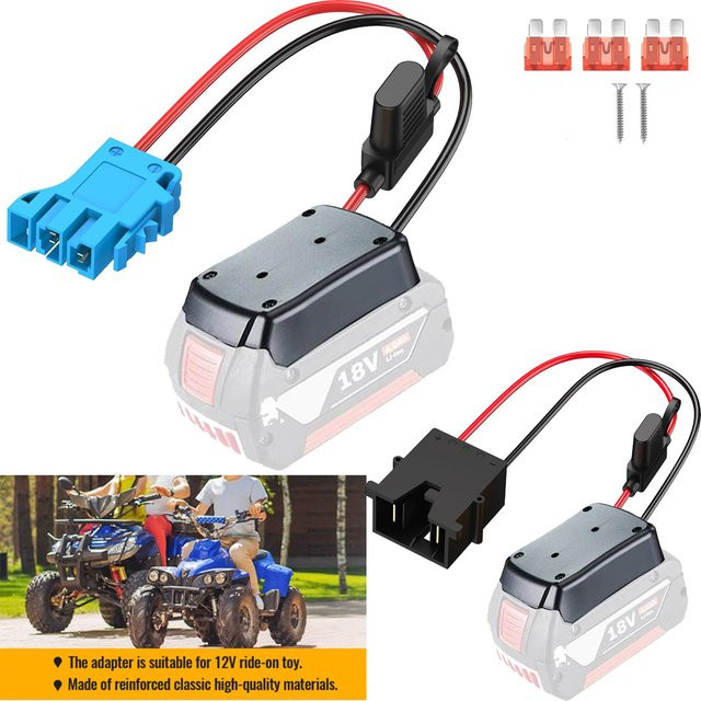 XMSJ Power Wheels Adapter für Bosch 18 V Li-Ionen-Akkus mit 12 AWG-Kabel und 40 A Sicherung in Blau, kompatibel mit Peg-Perego Kinderfahrzeugen - Bild 1