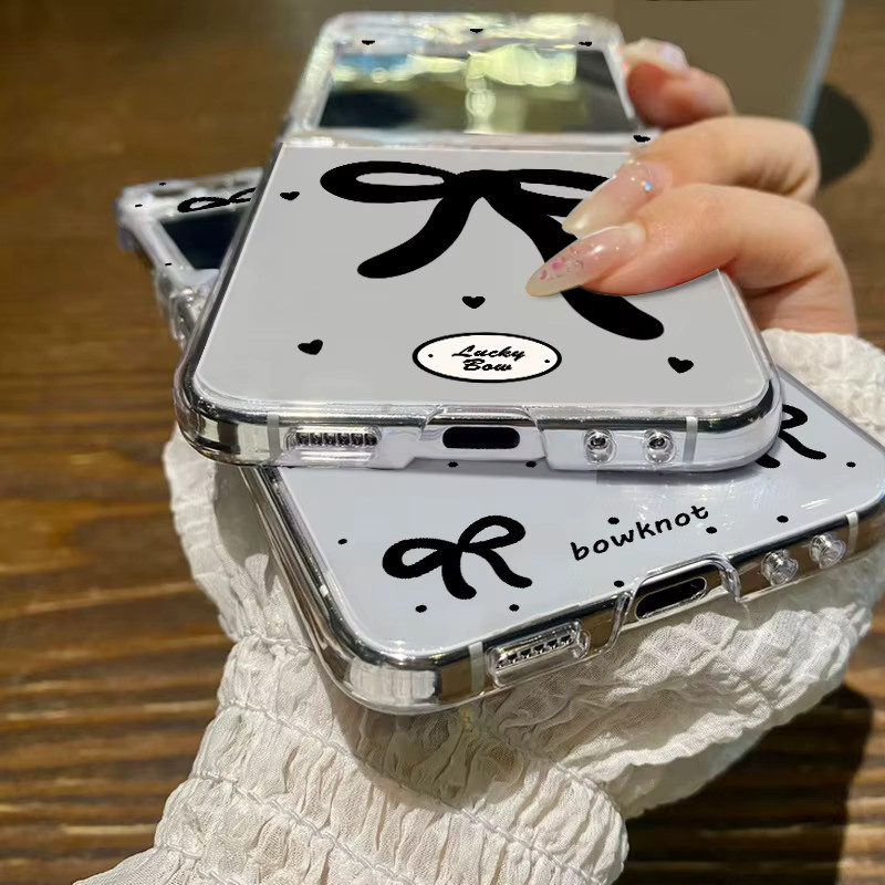 Transparente Folding Clear Case mit Schleifenmuster für Samsung Galaxy Z Flip 6 5G und Z Flip 5, harte PC-Schutzhülle in Transparent - Bild 5