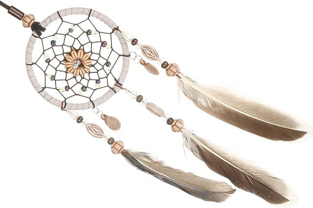 Handgefertigter Traumfänger von Tooarts mit Federn und Muscheln als Boho-Hängedekoration in Weiß - Bild 1