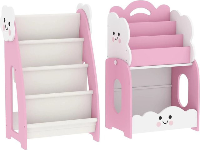 AIYAPLAY Kinder Aufbewahrungsschrank aus MDF in Rosa und Weiß, B: 32 cm, T: 32 cm, H: 72 cm - Bild 1