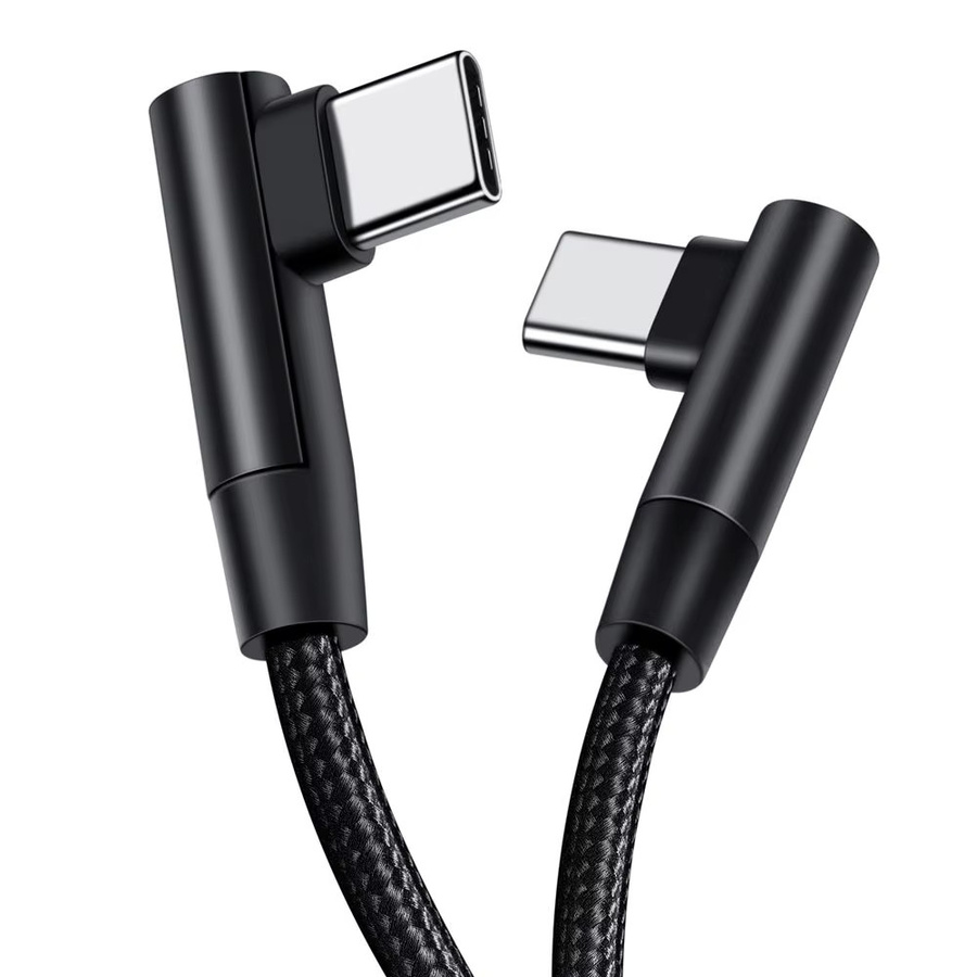 MIIQNUS USB-C auf USB-C Ladekabel mit 60W PD Schnellladefunktion, rechtwinkliges 90 Grad Datenkabel in Schwarz - Bild 3