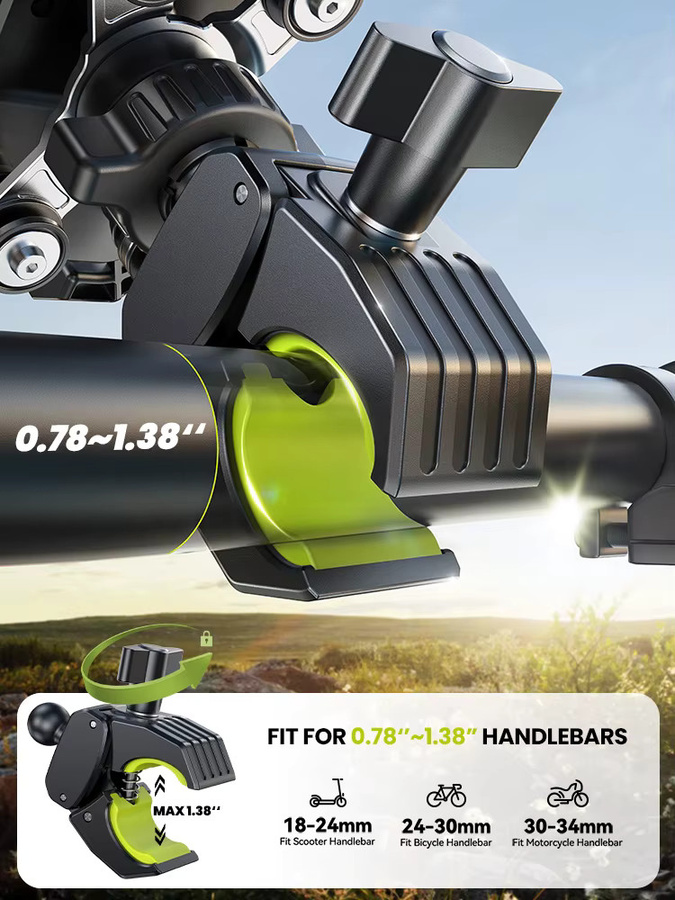 Joyroom Handyhalterung für Motorrad und Fahrrad, universelle ultra-stabile Fahrrad-Handyhalterung mit Stoßdämpfung, Schwarz - Bild 6