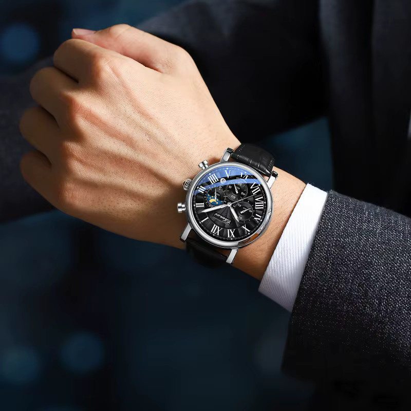 CHENXI Armbanduhr, Quarz, Leder, Roségold, Herren - Bild 5