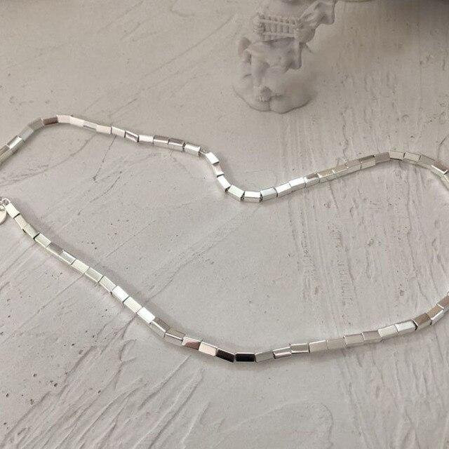 Halskette 925 Sterling Silber, quadratische Röhren, Damen, grau - Bild 1