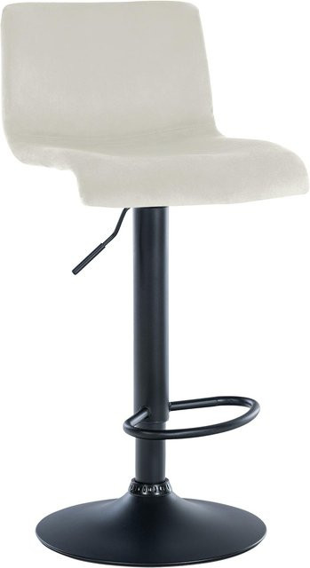 CLP Barhocker Hover höhenverstellbar mit Lehne, gepolsterter Barstuhl mit Samtbezug in Beige und drehbarem Metallgestell - Bild 1