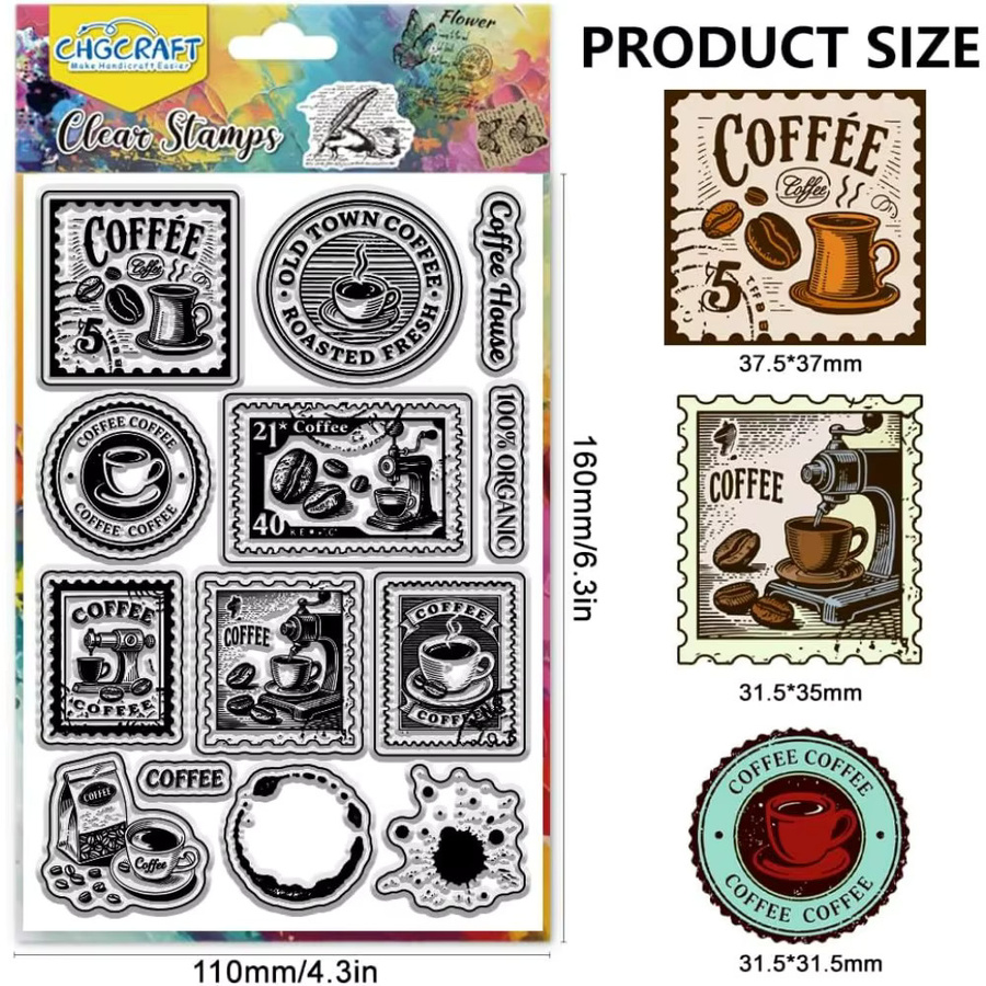 Vintage Kaffee Stempel mit Kaffeeflecken-Design, transparenter Kunststoffstempel für DIY Scrapbooking - Bild 2